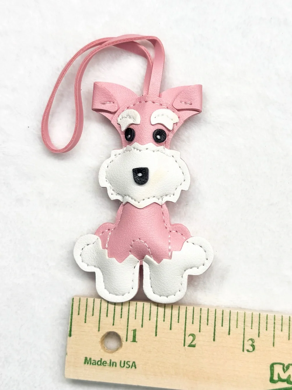 Pink Schnauzer Dog Bag Charm Keychain Purse Accessory